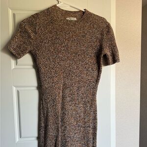 Madewell Brown Mock Neck Midi Dress